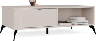 Topeshop Cordoba Mesa De Centro, Cachemire Beige, 2 Cajones, 2 Estantes, Para Sal&oacute;n