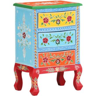 vidaXL Vidaxl - Mesita De Noche Pintada A Mano Madera Maciza Mango 40x30x60 Cm