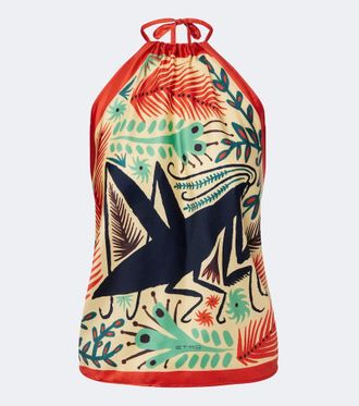 Etro Top de seda estampado