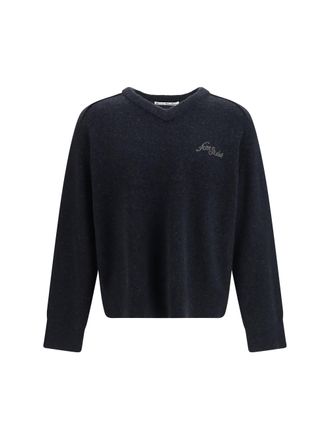Acne Studios Camel Hair V-Neck Sweater - Black