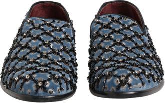 Dolce & Gabbana Blue Velvet Crystal Detailing Loafer Men Mens Shoes (Pre-Owned)