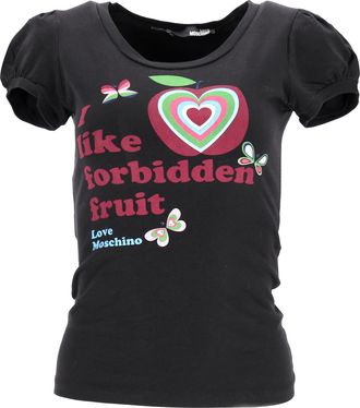 Moschino Love Moschino T-shirt met grafische print en pofmouwen in zwart katoen