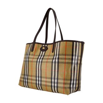 Burberry Womens Ll Highlands Tote Beige Cotton