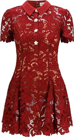 Self Portrait Womens Dress Short Lace Burgundy Polyester