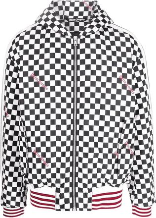 Palm Angels Sweatshirt met rits en Damier kraag - Heren - Vesten met rits - Wit - M - Hoodies & sweatvesten