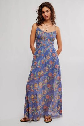 Free People One Ciella Printed Dress In Blue
