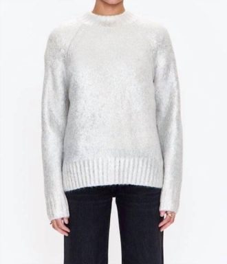 Pistola Denim Ilana Metallic Foil Sweater In Silver Frost