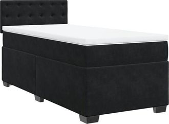 vidaXL Box Spring Bed with Mattress Black 90x200 cm Velvet Vidaxl