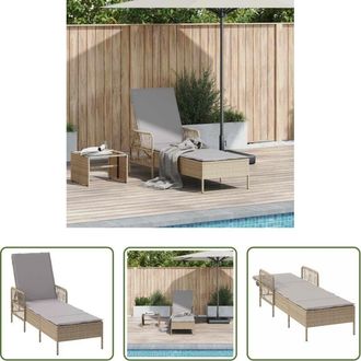 vidaXL vidaXL Lettino da giardino - Lettino da sole Beige e Grigio Chiaro 55 x 200 x 92 cm