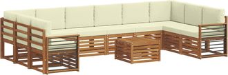 vidaXL Conjunto De Sof&aacute;s De Exterior 11 Uds. Natural Y Crema Vidaxl