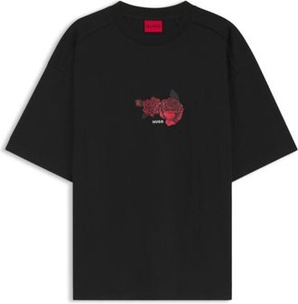 HUGO BOSS Rose-artwork T-shirt in cotton jersey