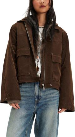 Free People We The Free Blair Faux Suede Jacket in Chocolate Torte at Nordstrom, Size X-Large