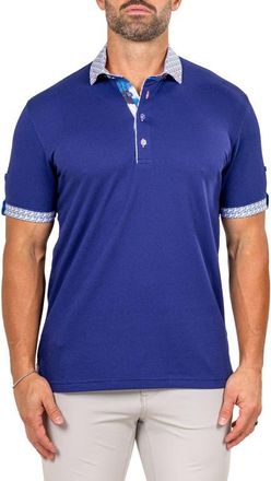 Maceoo Newton Marthyr0025 Blue Button-Down Piqu&eacute; Polo at Nordstrom, Size 8