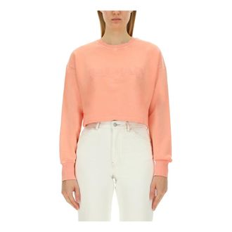 Balmain Vintage Emb Crop Sweat - female - Balmain - Sweatshirts - Pink - M - Sweatshirts & Hoodies