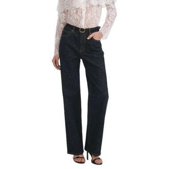 Self Portrait Elegant Dark Blue Flared High-Waisted Jeans