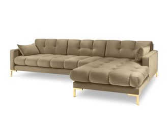 MICADONI Sof&aacute; esquinero derecho 5 plazas de terciopelo beige