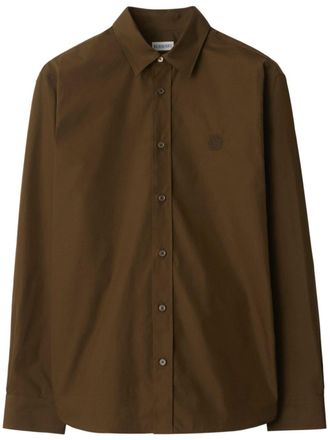 Burberry Overhemd met geborduurd logo - Bruin