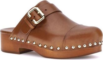 Chlo&eacute; Womens Brown Calf Leather Bos Taurus Clogs Shoe