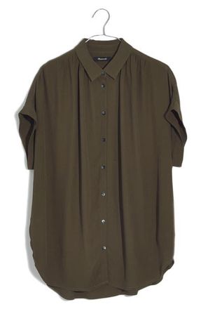 Madewell Central Drapey Button-Up Shirt in Kale at Nordstrom, Size 2X