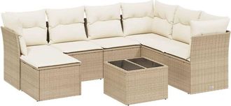 vidaXL Vidaxl - Juego De Sof&aacute;s De Jard&iacute;n Con Cojines Beige 8 Pzas Rat&aacute;n Pe