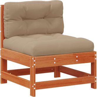 vidaXL Sof&aacute; Medio De Jard&iacute;n Madera De Pino Maciza Marr&oacute;n Cera Vidaxl