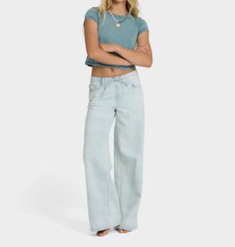 Billabong Jade Saltwashed Elastic Waist Pant In Blue Mist