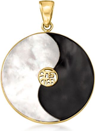 Ross-Simons Mother-Of-Pearl and Black Agate Yin-Yang Pendant in 14kt Yellow Gold