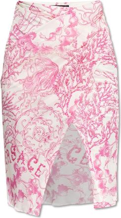 Versace Rok met Underwater Barocco Print - Dames - Midirokken - Roze - XS - Rokken