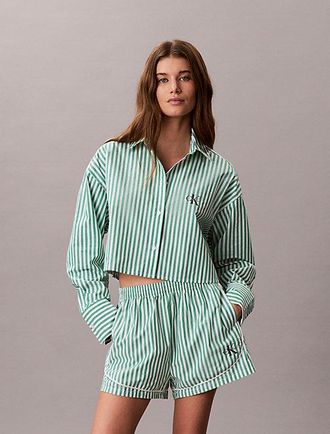 Calvin Klein Cropped Cotton Poplin Pyjama Top
