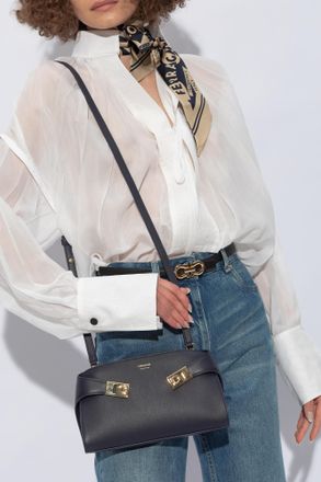 Ferragamo Hug Shoulder Bag, Womens, Navy Blue