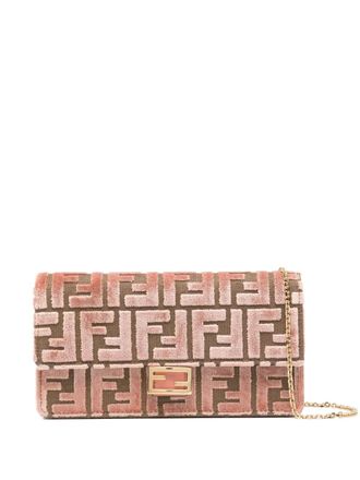 Fendi Baguette jacquard clutch bag - women - Cotton - OS - Pink
