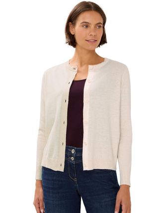 Cecil Womens 2515342 Button Down Cardigan, Oat Milk Beige Melange, L