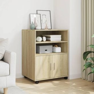 Berkfield Home Rolling Cabinet Sonoma Oak 60x48x81 cm Engineered Wood in Natural | Size: 60 x 48 x 81 cm