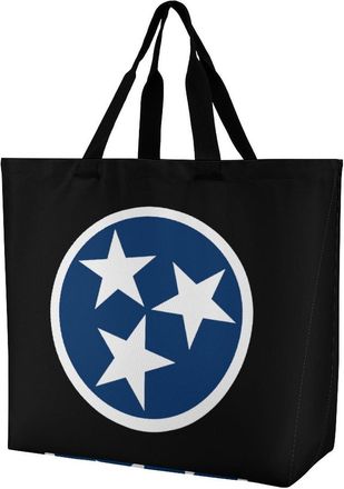 Generic Flag of Tennessee Reusable Shopping Bags Large Capacity Grocery Bag Heavy Duty Tote for Women 40x40x16cm