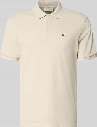 Calvin Klein Jeans Straight Fit Poloshirt mit Label-Stitching in Sand, Gr&ouml;&szlig;e XXL