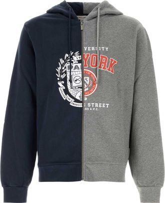 A.P.C. Mens The Split Crest Zip-up Hoodie Marc Jacobs - Dark Blue Cotton - Size Large