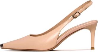 Cesare Gaspari Metal Accent Leather Pumps - Beige - Dames - Pumps - Beige - 38 EU - Leer - Schoenen