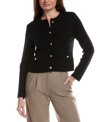 Bruno Magli Merino Wool Cropped Crewneck Jacket