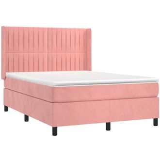 vidaXL Vidaxl - Cama Box Spring Con Colch&oacute;n Terciopelo Rosa 140x190 Cm
