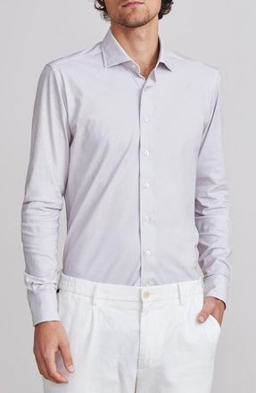 Emanuel Berg 4Flex Stretch Modern Fit Light Grey Knit Dress Shirt at Nordstrom, Size Xx-Large