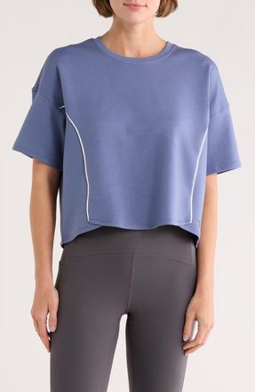 Yogalicious Scuba City Tulip Hem Crop T-Shirt in Symphony Blue/White Piping at Nordstrom Rack, Size X-Large