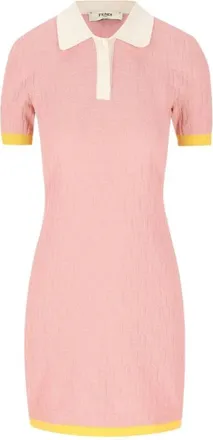Fendi Shirt Dresses, female, Pink, Size: 2XS FF Cotton and Silk Dress