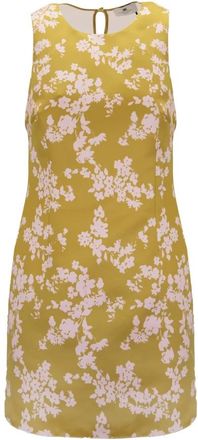 Elisabetta Franchi Printed Duchess Satin and Tulle Dress - Dames - Korte kleedjes - Geel - S - Polyester - Kleedjes