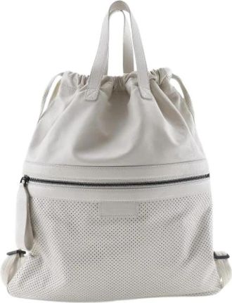 Bottega Veneta Pre-owned Vintage Lederen Rugzak - unisex - Vintage Rugzakken - Beige - ONE Size - Leer - Vintage