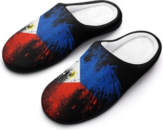 Generic Philippines Eagle Flag Mens Slipper Slip On Winter Warm House Slippers Shoes Indoor Outdoor