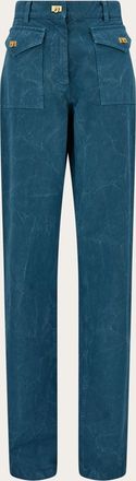 Ferragamo Donna Pantalone in gabardina lavata Verde