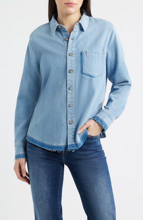 Kobi Halperin Olive Denim Shirt in Light Indigo at Nordstrom, Size Xx-Large