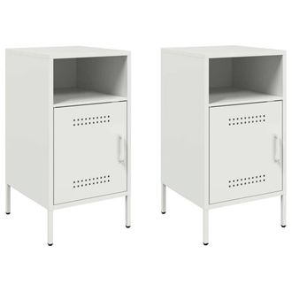 Berkfield Home Bedside Cabinets 2 pcs White 36x39x68 cm Steel | Size: 36 x 39 x 68 cm