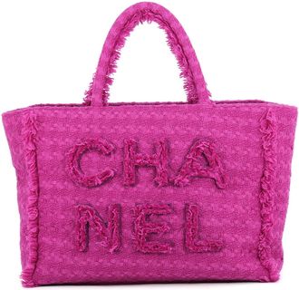 Chanel Purple Tweed Handbag Tote Bag (Pre-Owned)