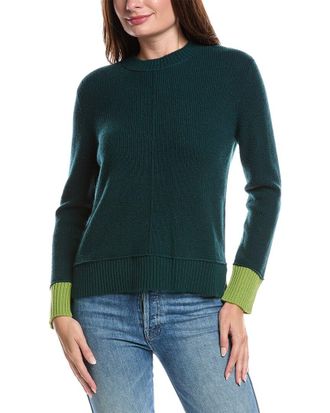 Forté Cashmere Contrast Trim Thermal Cashmere Sweater